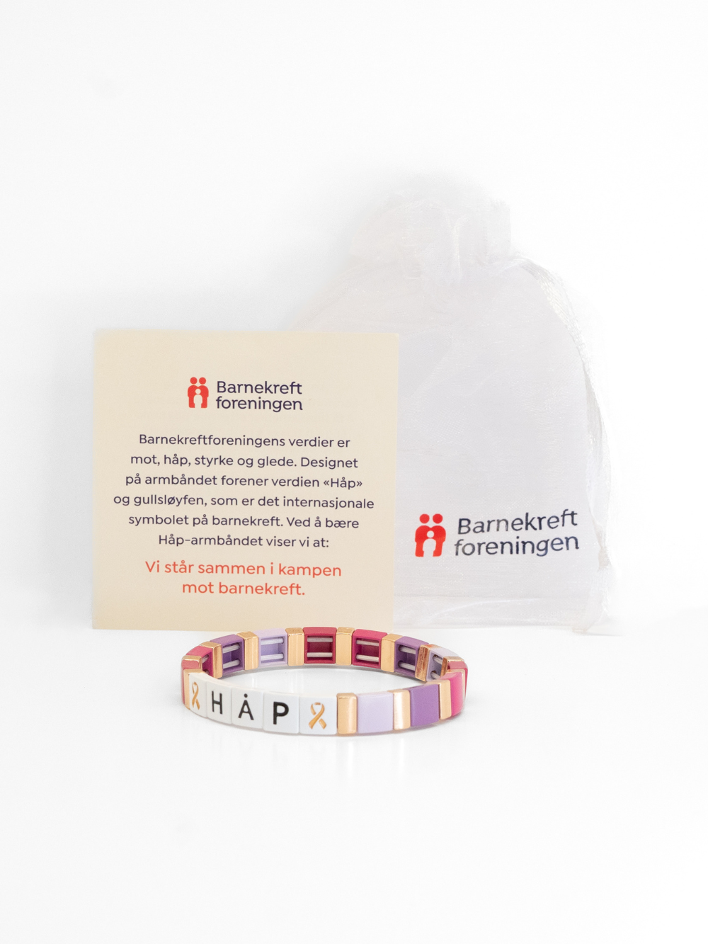Rosa og lilla Håp-armbånd