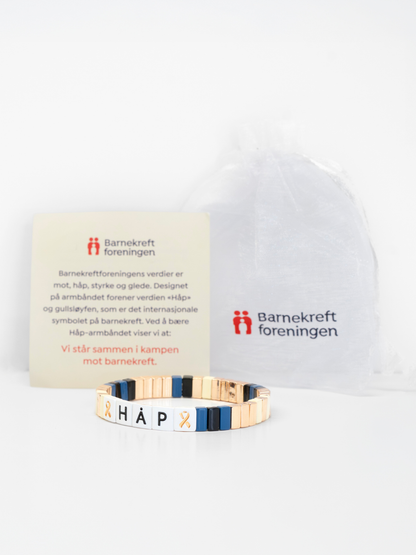 Håp-armbånd i gull med blått