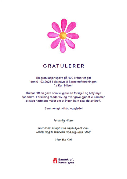 Digitalt gavekort med blomst