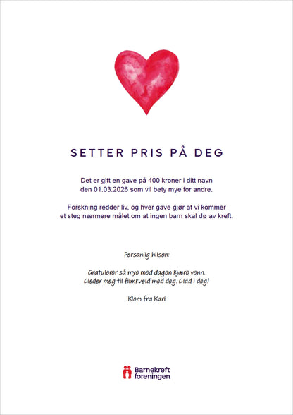 Digitalt gavekort med hjerte